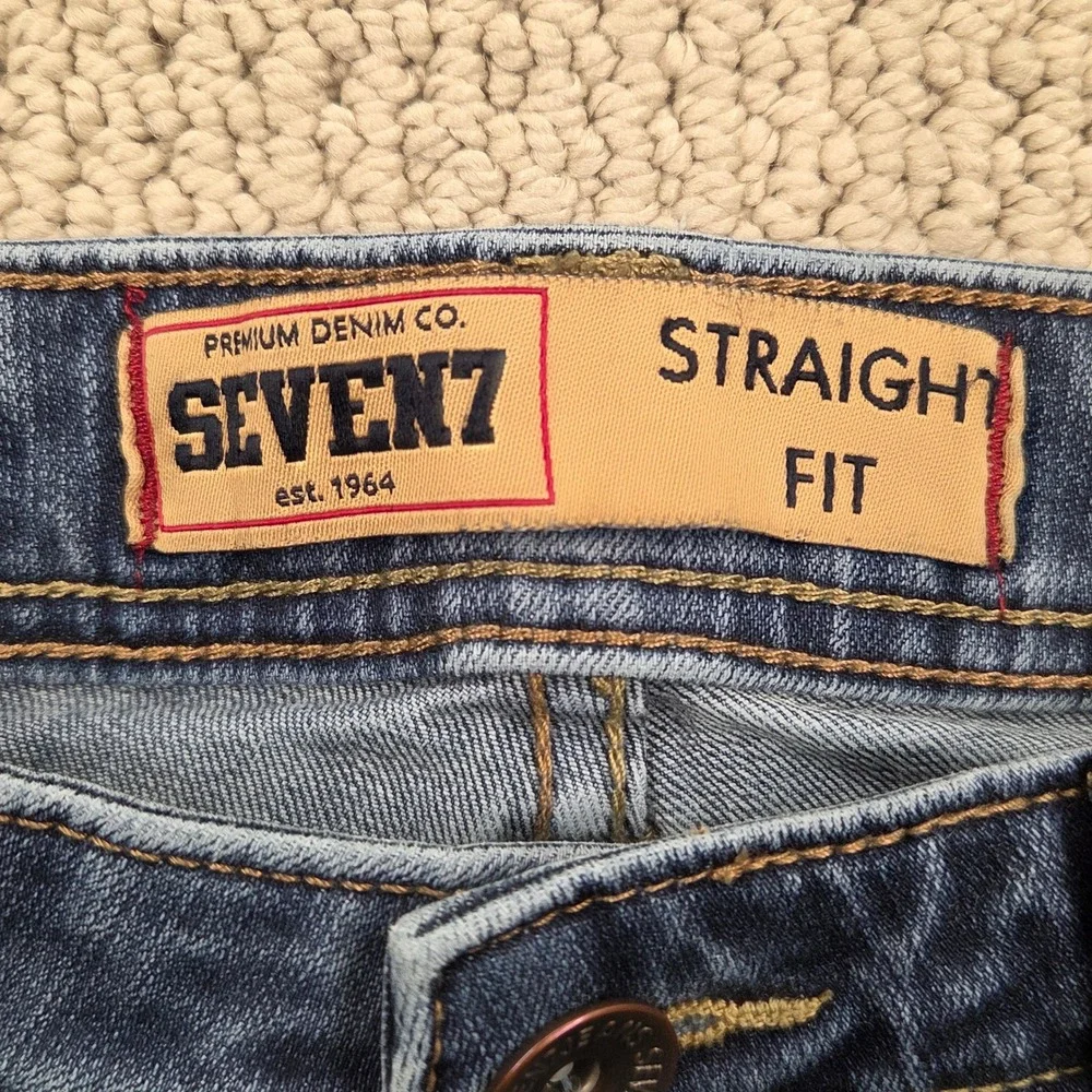 Seven7 Straight Fit Denim Jeans Medium Wash Stretch Blue Mens 32x30